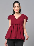 Red Georgette Solid Top