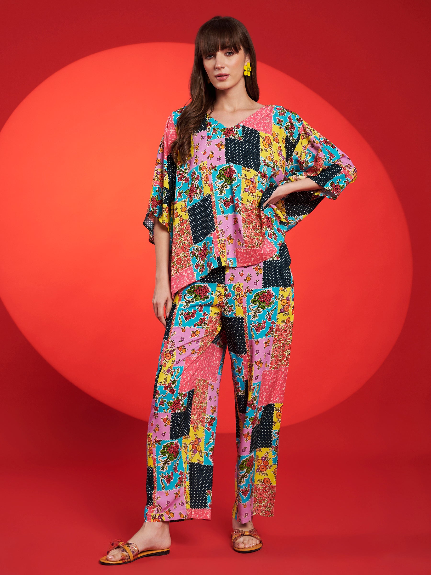Multicolor Patchwork Printed Co-Ord Set