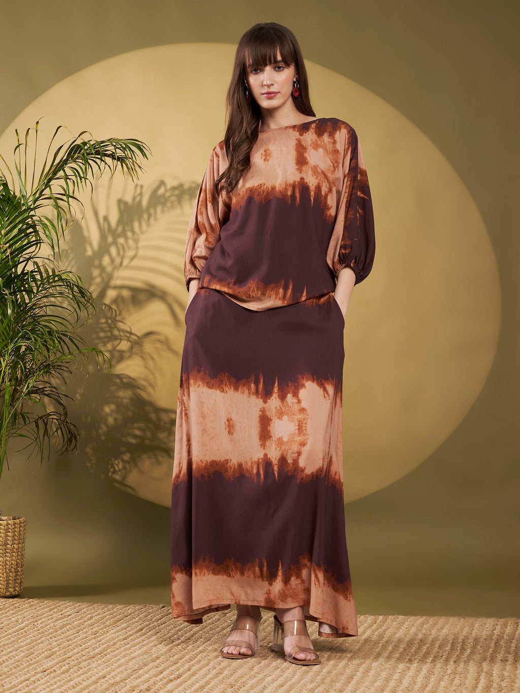 Mocha Tie-Dye Maxi Co-Ord Set