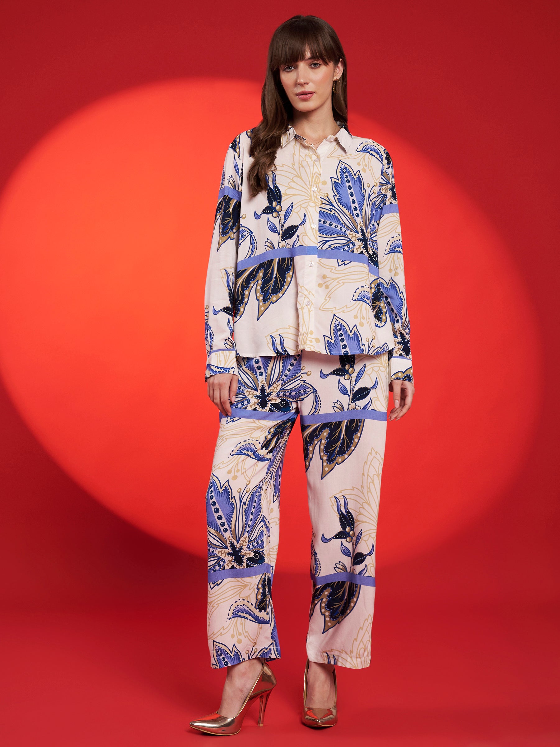 Blue Floral Printed Co-Ord Set