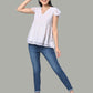 Valbone Women’s White Georgette Solid Top With Short-Sleeves