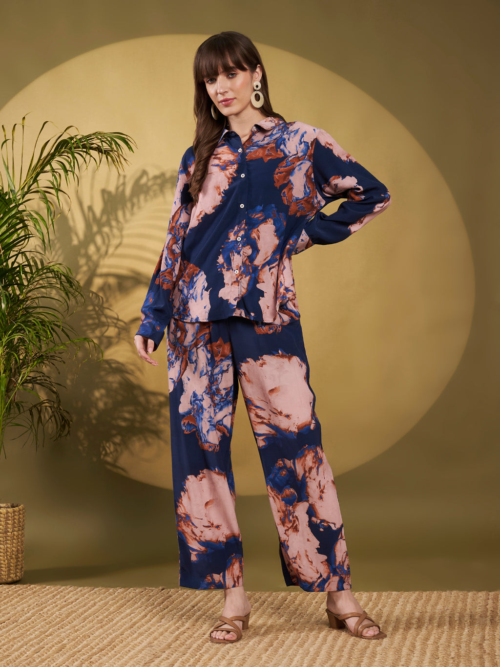 Navy Blue & Blush Floral Co-Ord Set