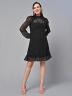 Black Solid  short Dress