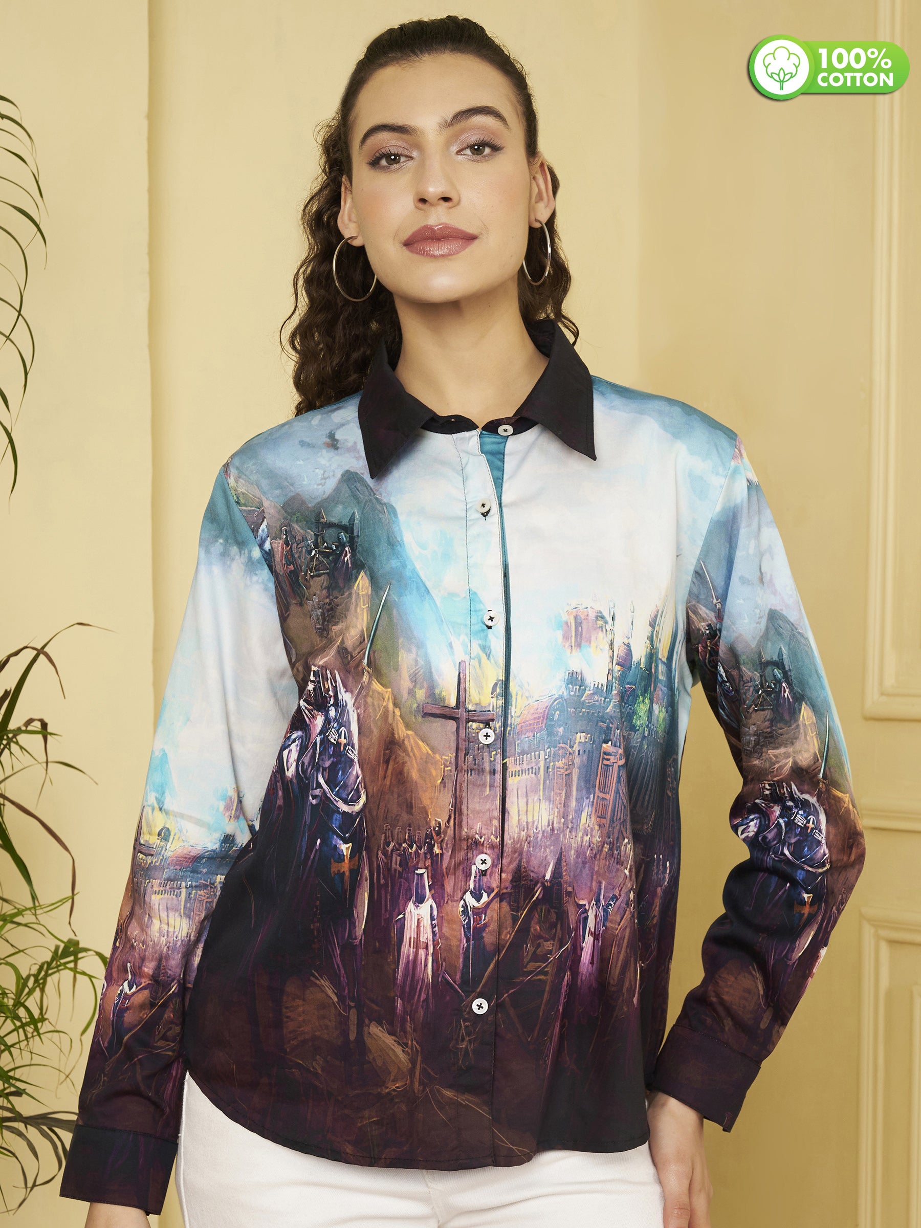 Abstract Scenic Print Shirt