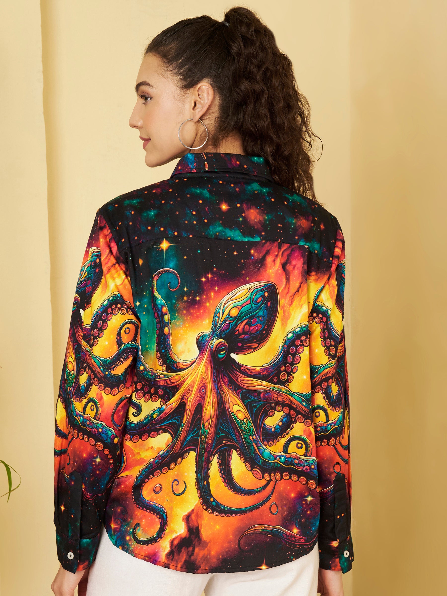 eye-catching Abstract Octopus Print Shirt