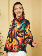eye-catching Abstract Octopus Print Shirt