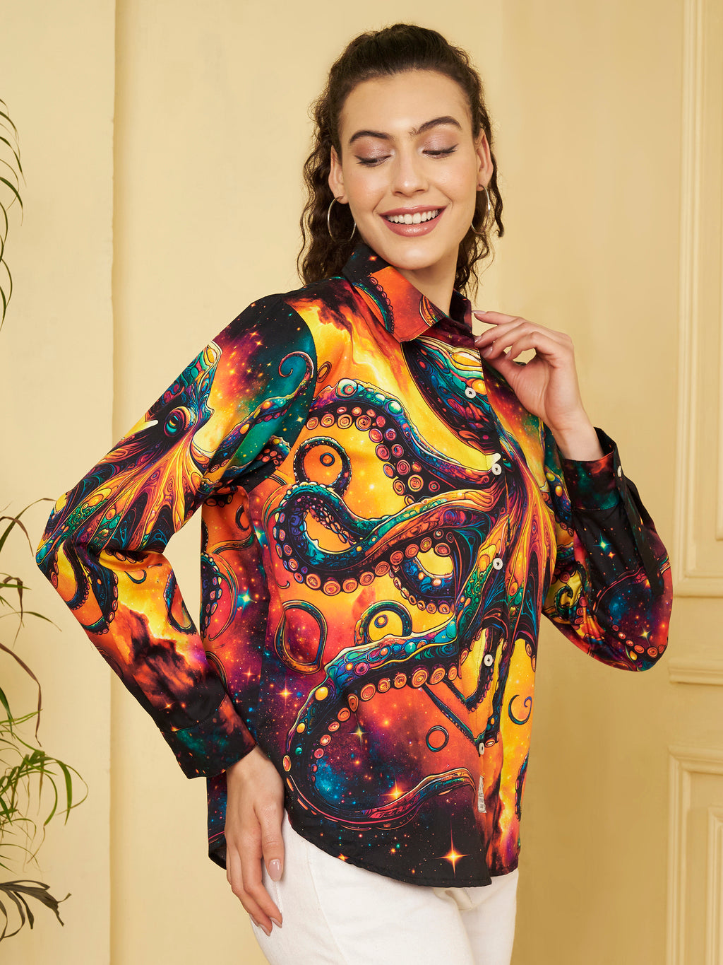 eye-catching Abstract Octopus Print Shirt
