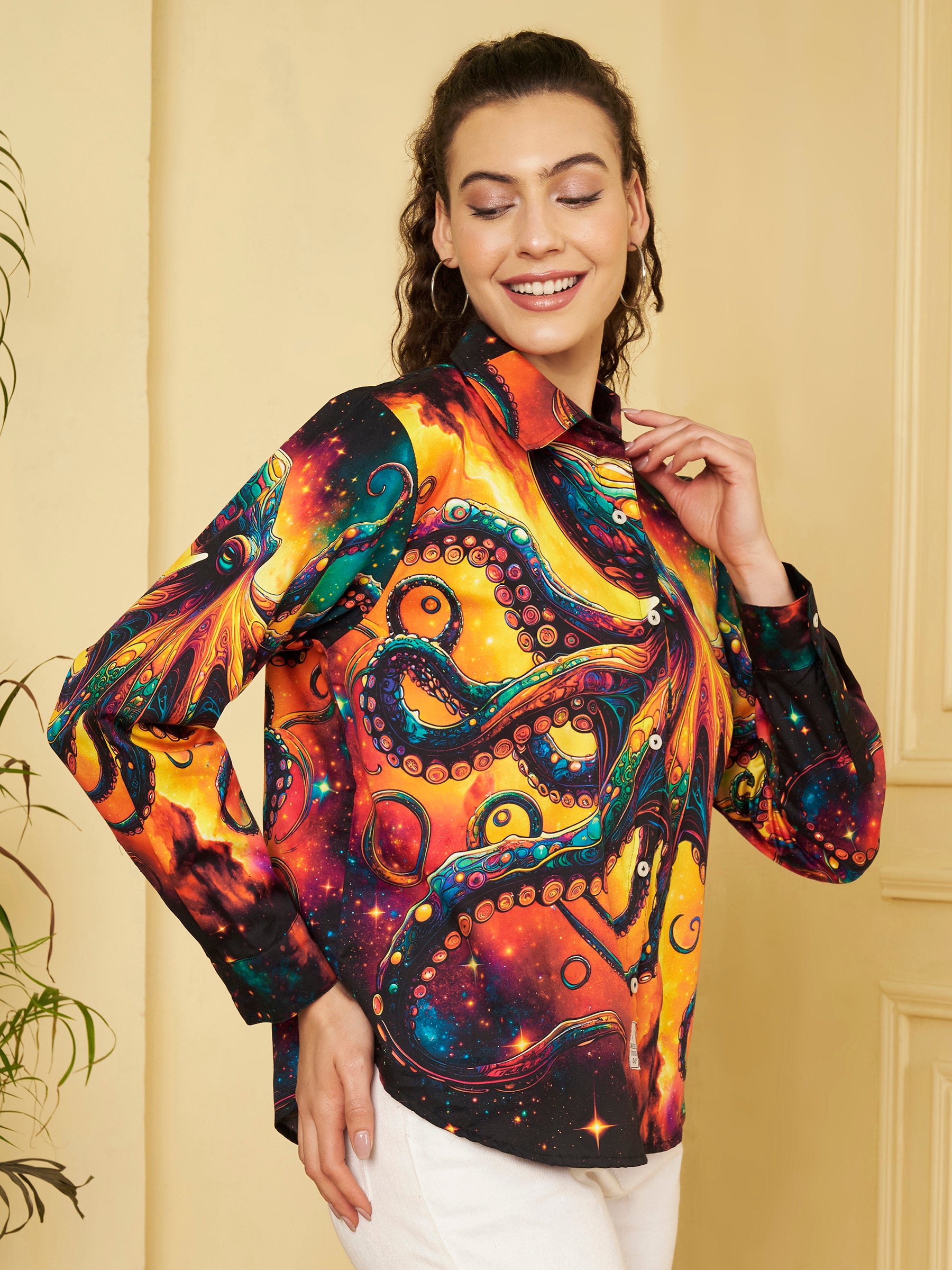 eye-catching Abstract Octopus Print Shirt