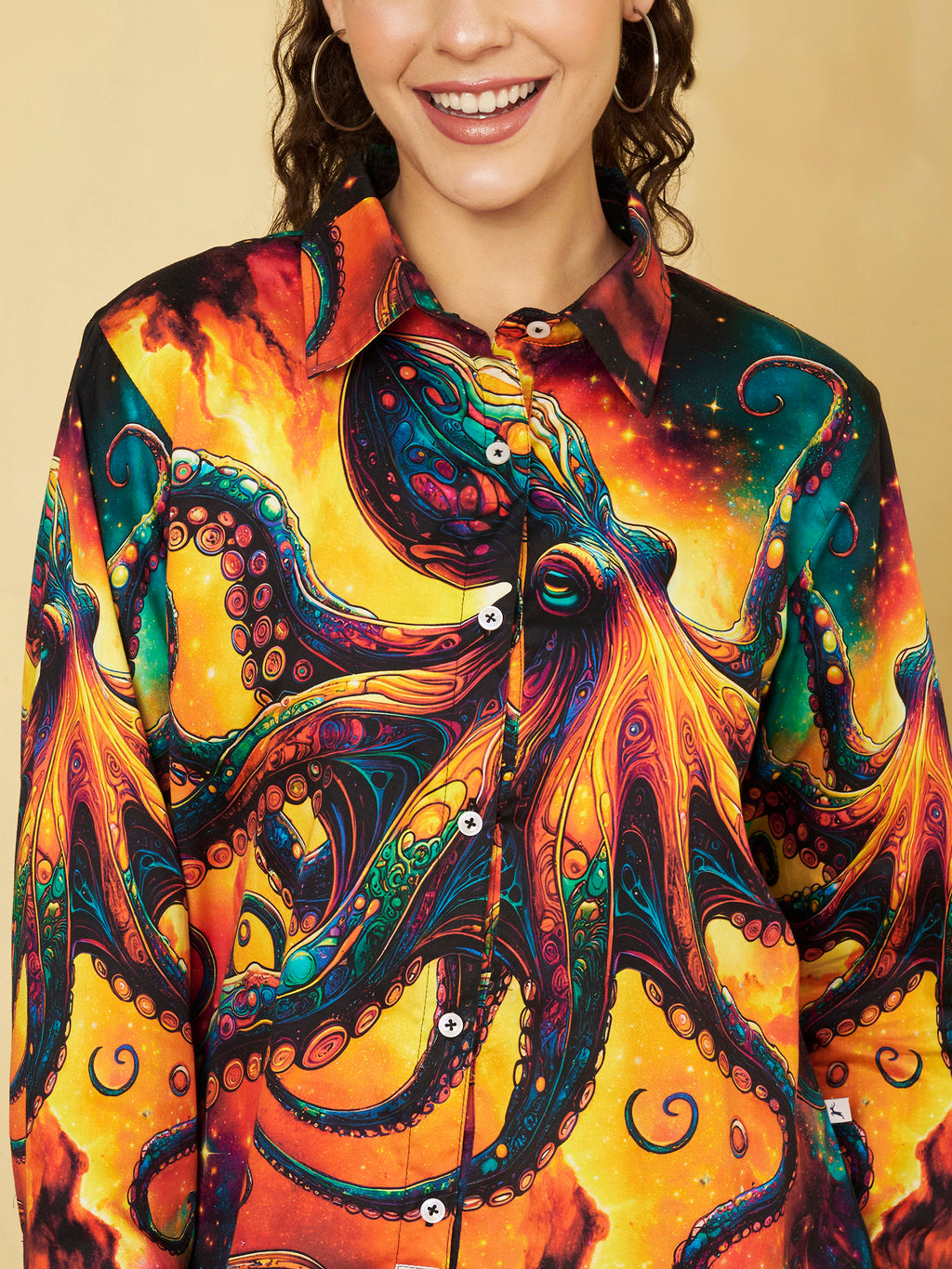 eye-catching Abstract Octopus Print Shirt