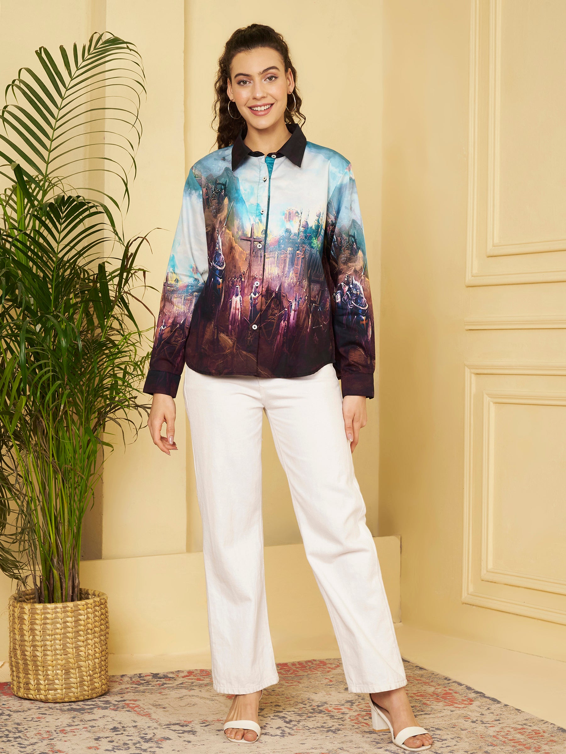 Abstract Scenic Print Shirt