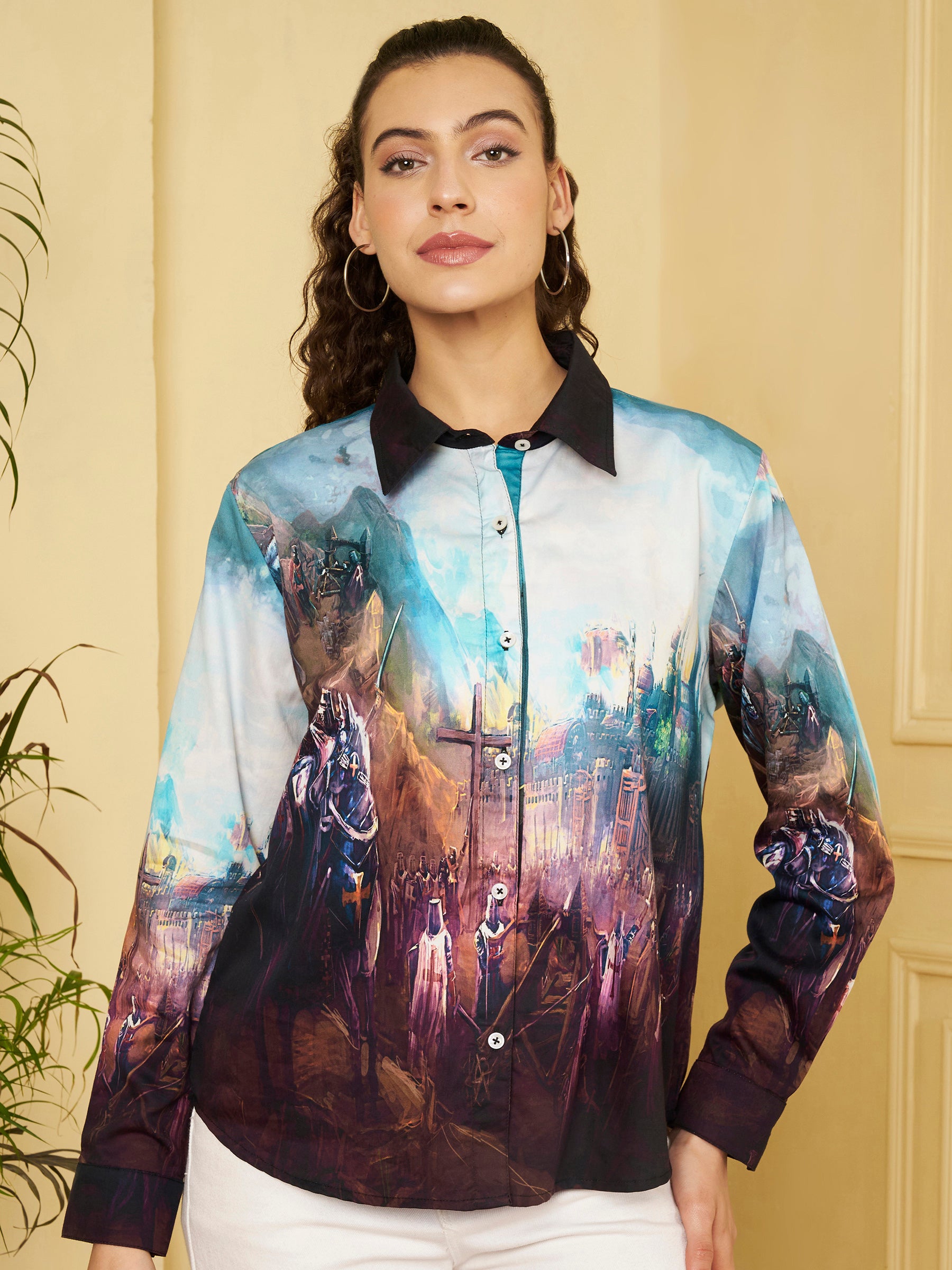 Abstract Scenic Print Shirt