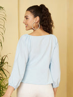 Pastel Blue Peplum Top
