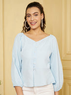 Pastel Blue Peplum Top