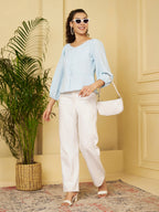 Pastel Blue Peplum Top