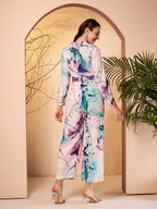 Lavender & Multicolor Abstract Printed Jumpsuit