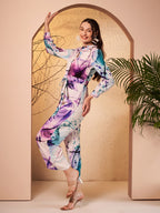 Lavender & Multicolor Abstract Printed Jumpsuit