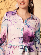 Lavender & Multicolor Abstract Printed Jumpsuit