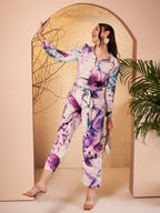 Lavender & Multicolor Abstract Printed Jumpsuit