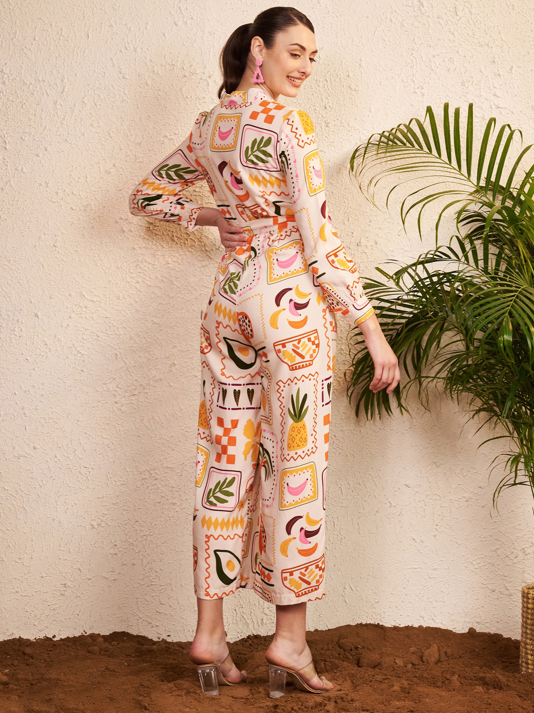 Beige Multicolor Printed Jumpsuit