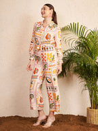 Beige Multicolor Printed Jumpsuit