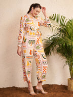 Beige Multicolor Printed Jumpsuit