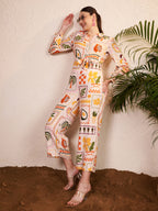 Beige Multicolor Printed Jumpsuit