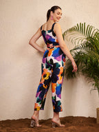 Maroon Floral Printed Jumpsuit