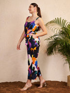 Multicolor Abstract Floral Printed Jumpsuit