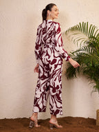 Wine & Ivory Abstract Printed Jumpsuit