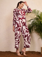 Wine & Ivory Abstract Printed Jumpsuit