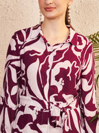 Wine & Ivory Abstract Printed Jumpsuit