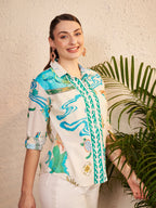 Printed Shirt with Contrast Placket