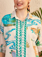 Printed Shirt with Contrast Placket