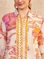 Printed Shirt with Contrast Placket