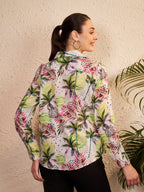 Multicolor Tropical Leaf Printed Shirt