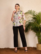 Multicolor Tropical Leaf Printed Shirt
