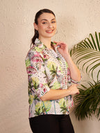 Multicolor Tropical Leaf Printed Shirt