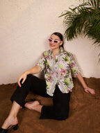 Multicolor Tropical Leaf Printed Shirt