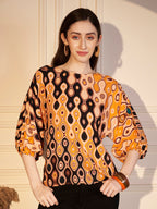 🧡 Retro Swirl Printed Viscose Top