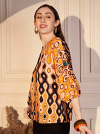 🧡 Retro Swirl Printed Viscose Top