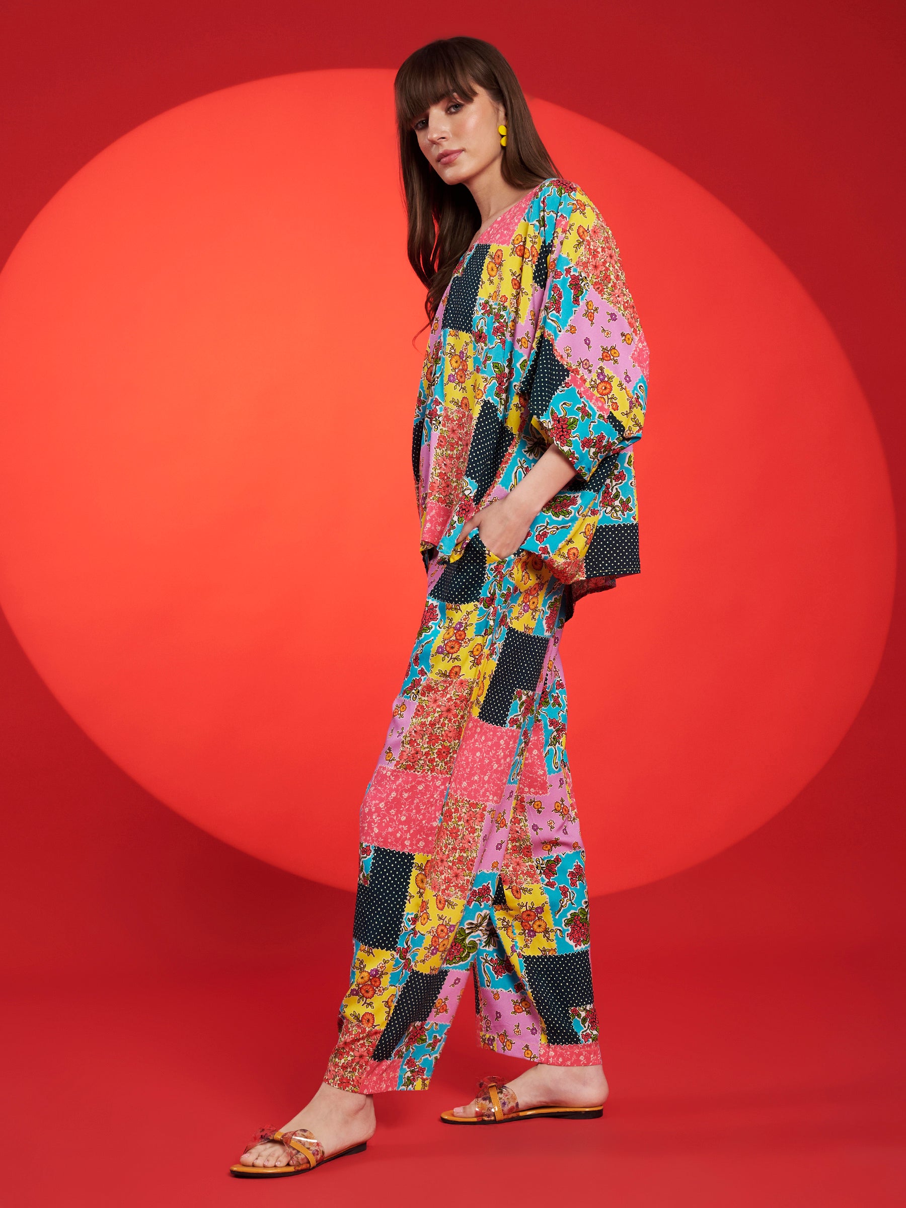 Multicolor Patchwork Printed Co-Ord Set