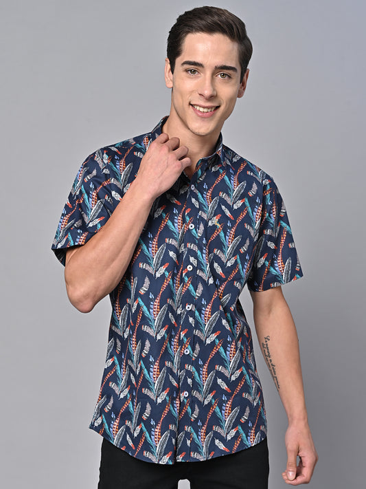 Valbone Men Printed Giza Cotton Casual half sleevesShirt