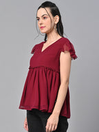 Red Georgette Solid Top
