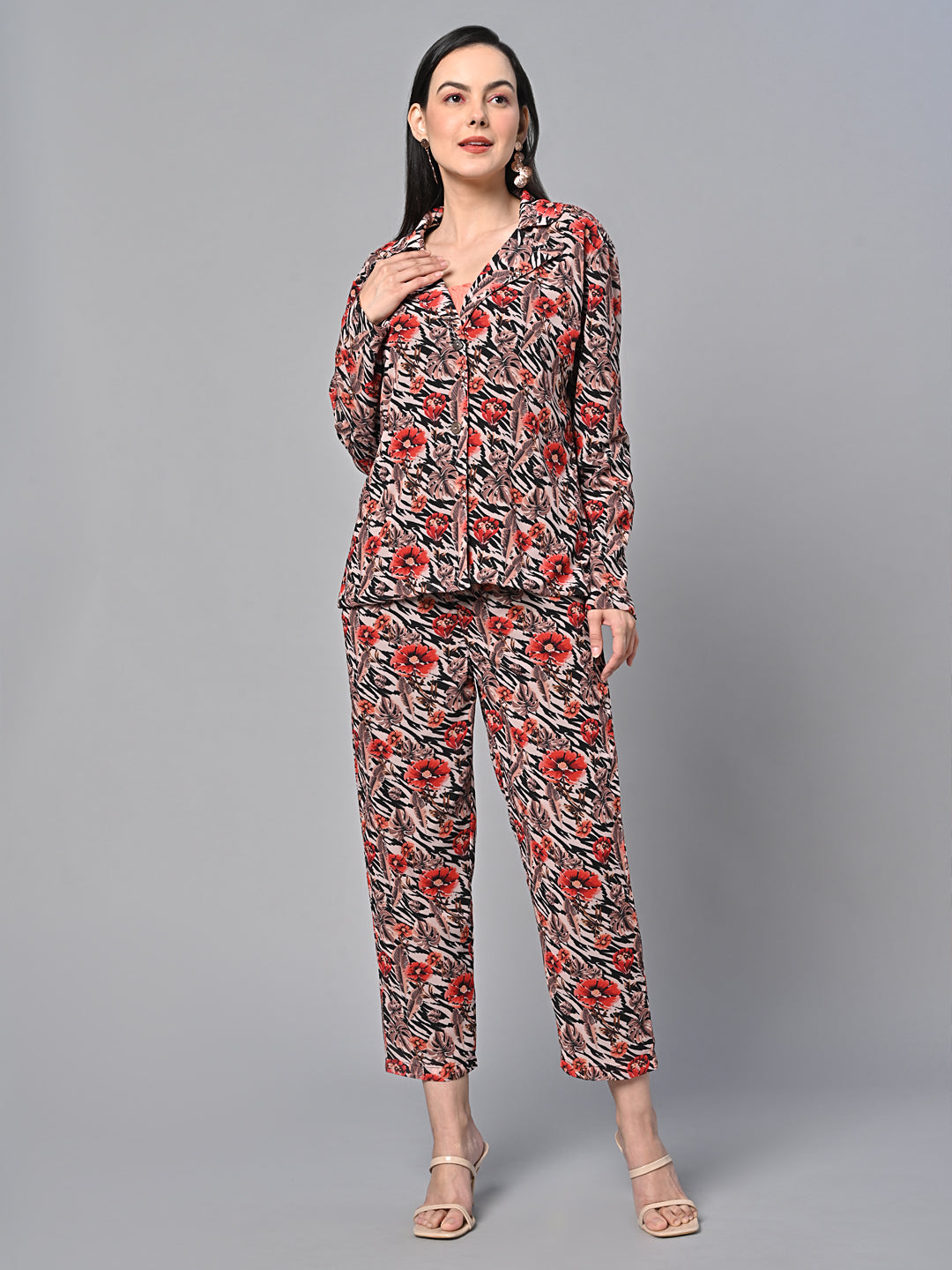 Floral Printed Top With Trouser Co-Ords
