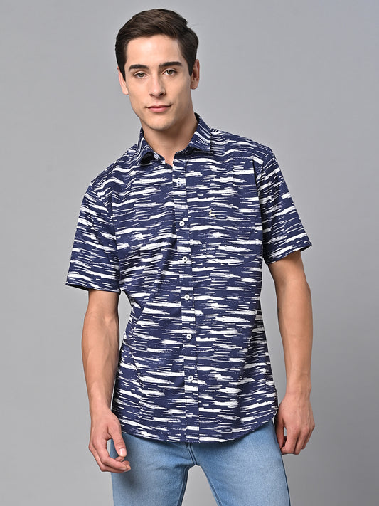 Valbone Men Printed Giza Cotton Casual half sleeves Shirt