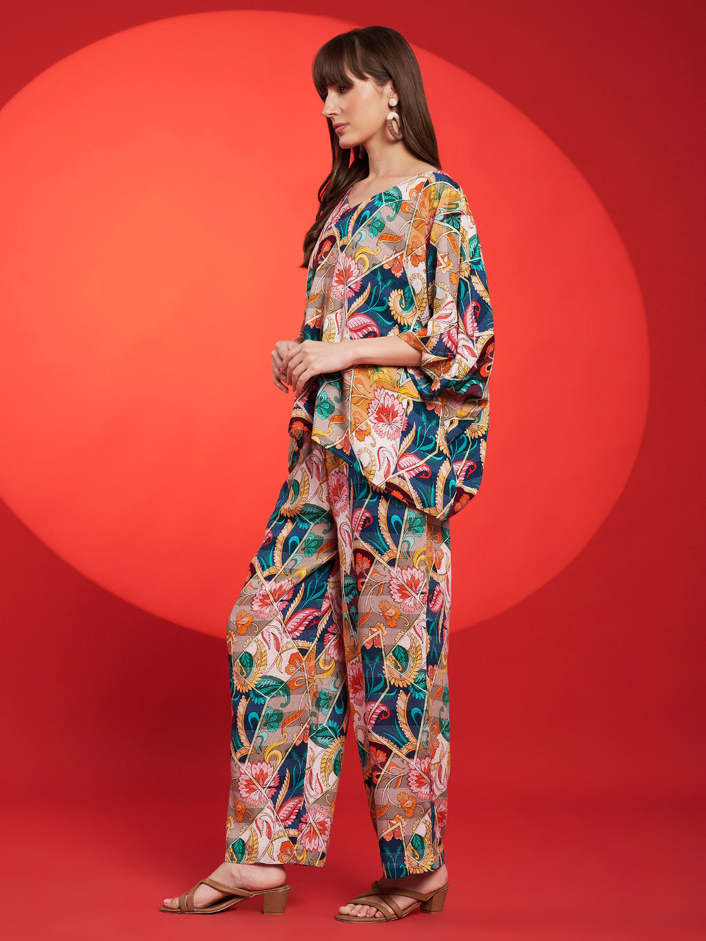 Multicolor Boho Kaftan Co-Ord Set