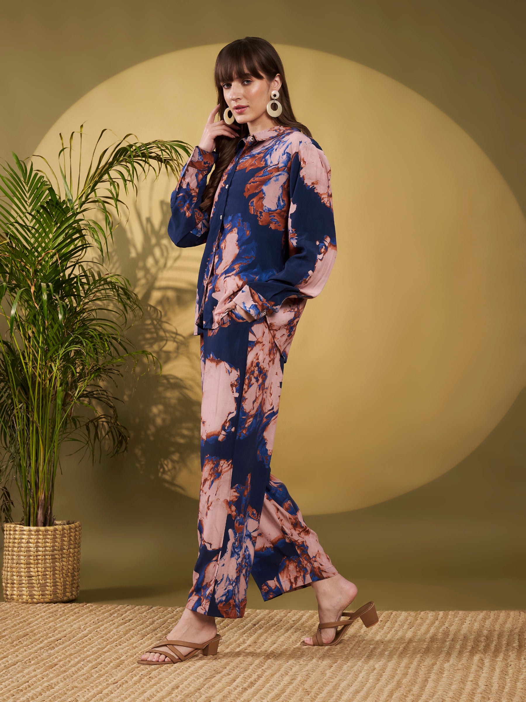 Navy Blue & Blush Floral Co-Ord Set