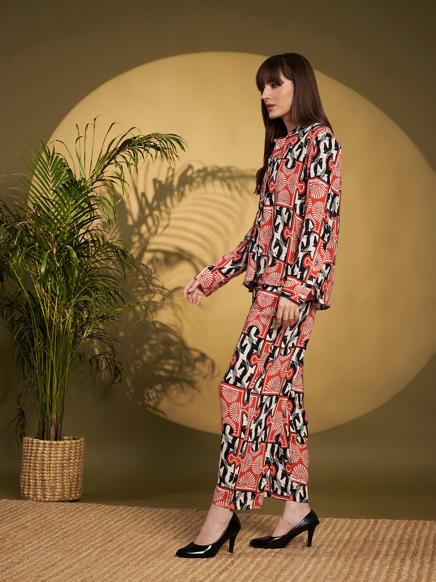 Red & Black Geometric Printed Co-Ord Set
