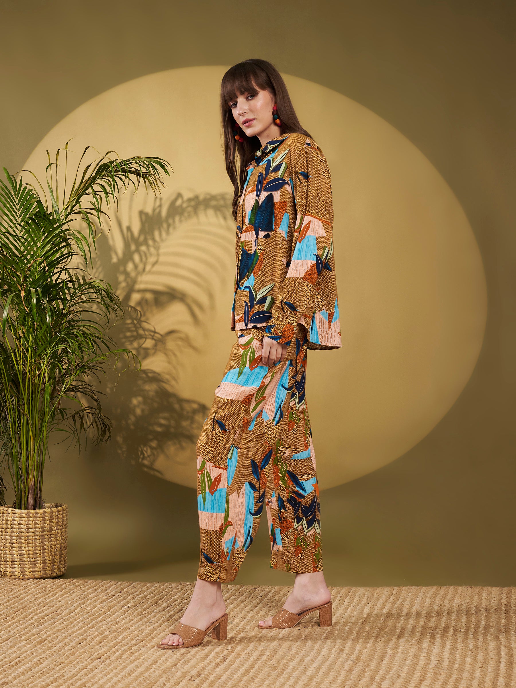 Brown & Teal Abstract Tropical Co-Ord Set
