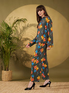 Olive Green Floral Printed Co-Ord Set